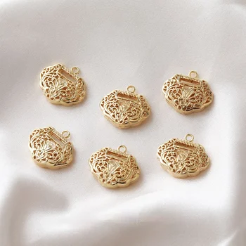 18 gold plating Čínsky štýl, medený zámok mini prívesok diy náušnice hand-made materiál príslušenstvo
