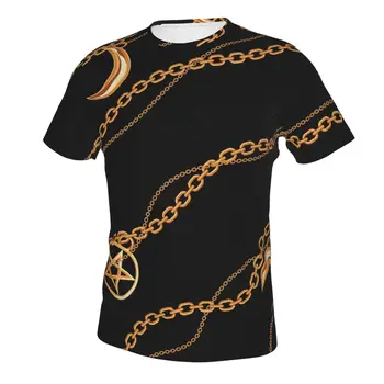 3d gold reťazca tlač Mužov a žien nové príležitostné-krátke rukávy módne 3D vytlačené ulici trend zábava všetci-okolo T-shirt