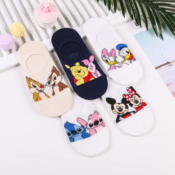 Disney Bežné Roztomilý ženy Scoks Cartoon zvierat Mickey Minnie Donald Duck neviditeľné Ponožky Bavlna radi Vtipné ponožka