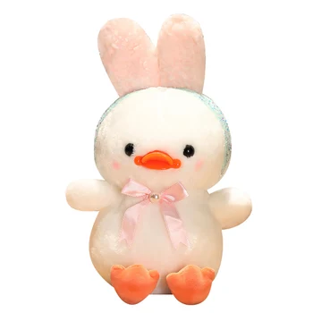 Horúce Krásny Duck Plyšové Hračky Kawaii Načechraný Kačica S Králičie Uši Vankúš Prekvapenie Narodeniny Vianočný Darček Pre Dieťa Dievčatá