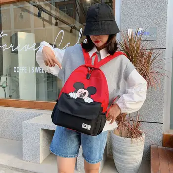 Karikatúra Disney Mickey nylon handričkou batoh nové módne veľkú kapacitu študentský školský batoh pre voľný čas cestovná taška