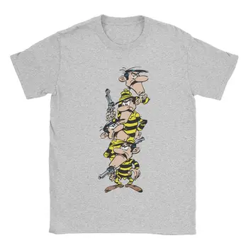 Na Dalton Farba Muži Ženy Tričká, Vintage Cartoon Lucky Luke Bežné Tričká Krátky Rukáv O Neck T-Shirts Bavlna Grafické Oblečenie